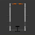 Sturdy White Fitness Squat Rack With Black Bench And Orange Accent