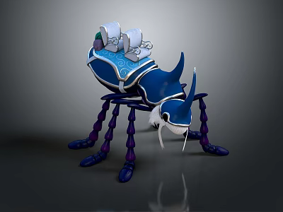 Ornate Blue Purple Beetle With Decorative Armor Like Body And Purple Legs 3d model