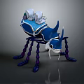 Ornate Blue Purple Beetle With Decorative Armor Like Body And Purple Legs