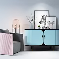 Modern Side Cabinet Side Cabinet Single Sofa Combination 3d model