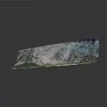 Natural Rock Formation With Flat Top Green Grass And Gray Rocky Texture