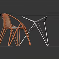 Modern Dining Table And Chairs Set With White Round Table And Orange Metal Frame Chairs