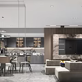 Modern Living Dining Room Interior Design With Sofa Coffee Table TV Wall And Dining Chairs