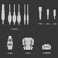 Hardware Tools Set Including HDMI 2.0 VGA Male Female Connectors With Various Interfaces