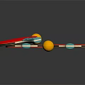 Red Table Tennis Rackets With Blue Handles And Yellow Balls On Dark Surface