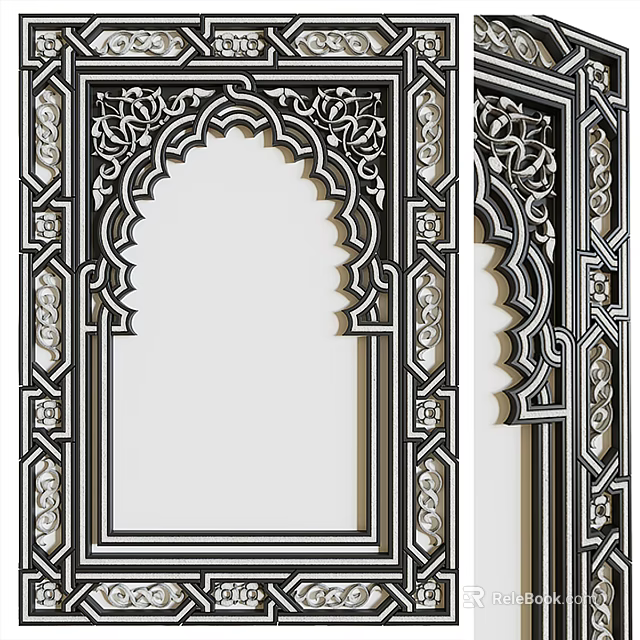 Traditional Carved Decorative Frame With Arched Patterns And Intricate Details 3d model 
