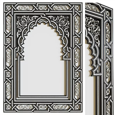 Traditional Carved Decorative Frame With Arched Patterns And Intricate Details 3d model