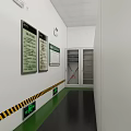 Industrial Control Room Featuring Electrical Control Cabinets Warning Signs Green Floor Safety Helmet Tool Boxes