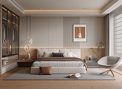 Modern Bedroom Cream Home Bedroom 3d model