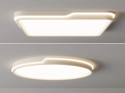 Modern White Square and Round LED Ceiling Light for Interior Design 3d model