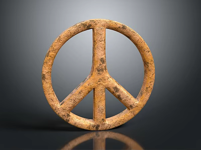 Decorative Ornament Set Featuring Peace Symbol Vintage Metal Rustic Design For Home Decor 3d model