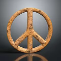 Decorative Ornament Set Featuring Peace Symbol Vintage Metal Rustic Design For Home Decor