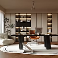 Modern Study Desk Bookcase Caterpillar Lazy Sofa Stool Office Chair 3d model