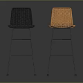 Woven Black And Orange Bar Stools With Metal Legs Modern Minimalist Design