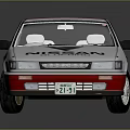 Nissan Classic Sedan Model With Red White Blue Stripes And Reflective Surface
