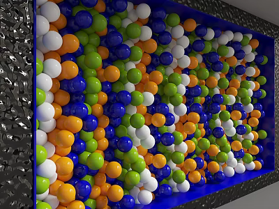 Colorful Background Wall With Vibrant Balloons In Blue Green Orange And White 3d model