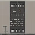 Stylish Wine Cabinet Interior With Glass Holder Wine Bottle Storage And Decorative Figurine