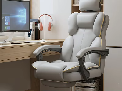 Gray Leather Office Chair With Ergonomic Design For Home Office Workspace 3d model