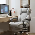 Gray Leather Office Chair With Ergonomic Design For Home Office Workspace