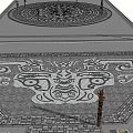 Circular Garden Ornament Featuring Intricate Geometric Patterns And Decorative Pavement Design 3d model