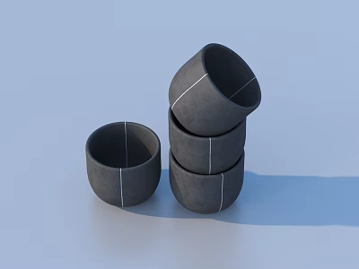 Gray Containers With White Lines Stacked For Modern Home Decoration 3d model