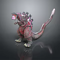 Game Movie Character 3D Model With Open Mouth Red Patterns And Dorsal Fins Design