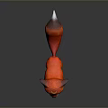 3D Red Fox Model With Yellow Moon Mark On Forehead And Fluffy Tail