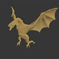 Mythical Dragon Sculpture With Spread Wings Open Mouth And Sharp Claws 3d model