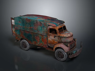 Rusty Vintage Old Truck With Colorful Patina And Weathered Metal Surface 3d model