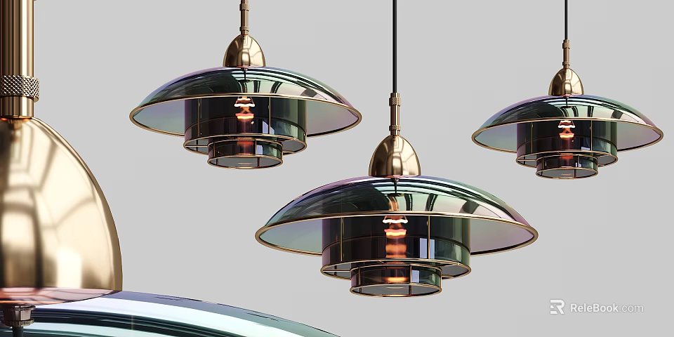 Elegant Modern Luxury Pendant Lights With Glass Shade And Metal Frame Design 3d model 