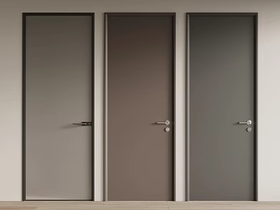 Hinged Doors in Modern Style with Three Different Shades and Metal Handles 3d model