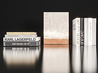 Fashion Designer Books Stack With Textured Covers Featuring Karl Lagerfeld And Yves Titles 3d model