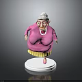 Elderly Lady Character Model With Pink Dress White Bun And Glasses On White Base