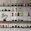 New Ornaments Combination Bookshelf Bookcase Teapot 3d model