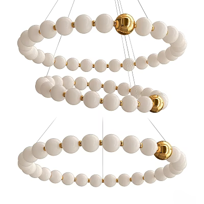 Modern Multi tiered Chandelier With White Beads And Gold Accents 3d model