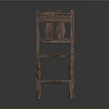 Traditional Wooden Chair With Carved Backrest Circular Patterns Solid Seat And Sturdy Legs