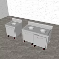 Durable Stainless Steel Commercial Worktables With Mobile Wheels And Storage Cabinets