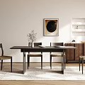 Retro Style Dining Table and Chair Silent Style Dining Table and Chair Solid Wood Dining Table and Chair Solid Wood Sideboard 3d model