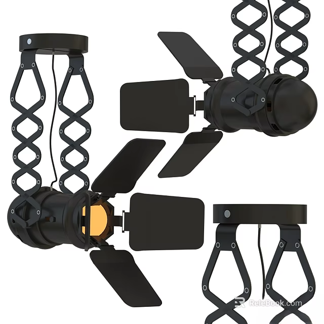 Modern Black Downlights and Spotlights with Adjustable Brackets for Indoor Lighting 3d model 