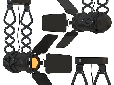 Modern Black Downlights and Spotlights with Adjustable Brackets for Indoor Lighting 3d model