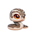 Cute Cartoon Snake Toy With Big Orange Eyes And Brown White Pattern