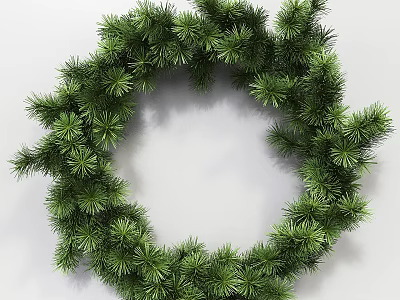 Green Pine Needle Wreath Decorative Ornament Set for Home with Natural Fresh Look 3d model