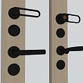 Modern Black Metal Door Handles with Locks on Wooden Interior Doors