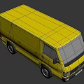 Vibrant Yellow Mercedes Commercial Van 3D Render With Front Design And Wheels
