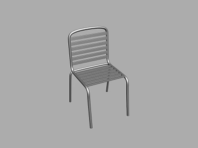 Modern Metal Leisure Chair With Striped Seat Backrest And Simple Design 3d model