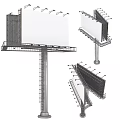 Roadside Billboard Infrastructure With Steel Support Frames And Diverse Panel Designs For Outdoor Use 3d model