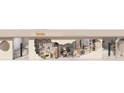 Modern Clothing Store Interior With Display Racks Hanging Clothes And Decorative Elements 3d model
