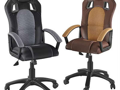 Comfortable Office Table Chair Set With Leather Swivel Chairs Gray Black Brown Beige 3d model