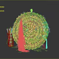 Straw Woven Shield With Hay Bales Blue Cloth And Small Top Statue