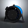 Black Computer Cooling Fan With Blue Component And Sturdy Stand Design Structure